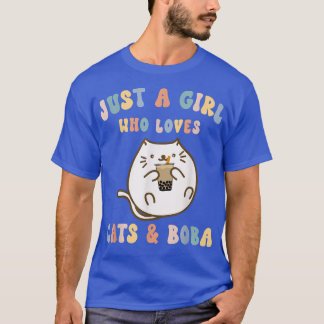 T-shirt Kawaii Juste une fille qui aime Chats et Boba Tea