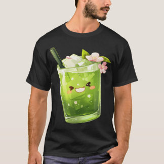 T-shirt Kawaii Matcha Drink with Ice Cubes girl