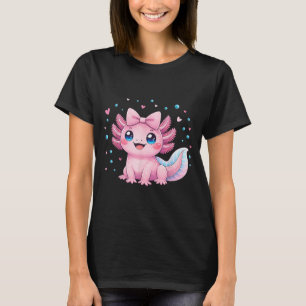 T-shirt Kawaii Mignon Axolotl Coquette Nœud Femmes Filles