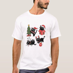 T-shirt Kawaii Naughty Xmas Black Kittycat