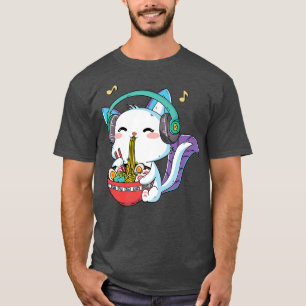 T-shirt Kawaii Neko Ramen Cute Ramen Chat Noodle Japonais