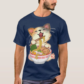 T-shirt Kawaii Neko Ramen Cute Ramen Chat Noodle Japonais 