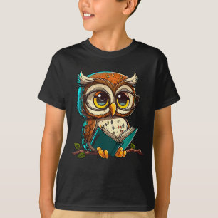 T-shirt Kawaii Owl Lit Livre Lecture Bookworm Library Boo