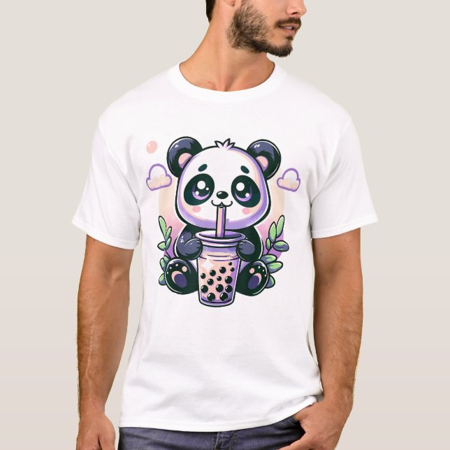T-shirt Kawaii Panda Anime Boba Bubble (Devant)