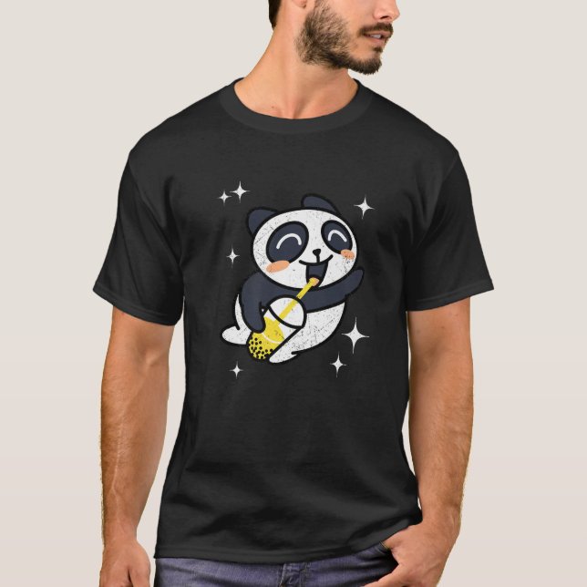 T-shirt Kawaii Panda Avec Boba Bubble Tea (Devant)