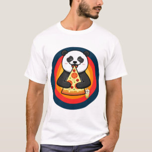 T-shirt Kawaii Panda Manger Pizza Boba Tea