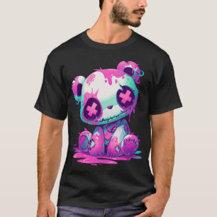 T-shirt Kawaii Pastel Goth Déplaisant Rose Zombie Panda