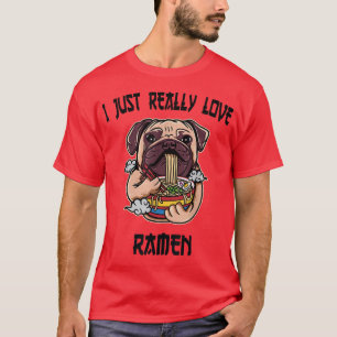 T-shirt Kawaii Pug Dog Eat Ramen Japanese Anime Noodles842