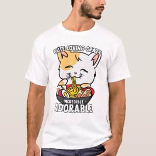 T-shirt Kawaii Ramen Chat - Mignonne, Aimante, Fou, Incroy