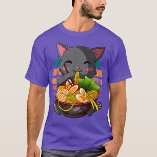 T-shirt Kawaii Ramen Chat, Noodle japonais Neko Anime drôl