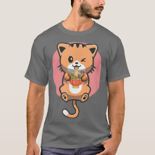 T-shirt Kawaii Ramen Cute Anime Cats Ramen Bowl Japonais N