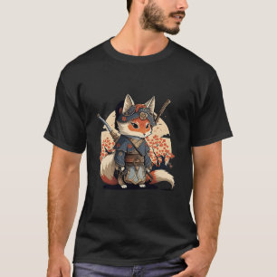 T-shirt Kawaii Samouraï Renard de Style Japonais Dessin An