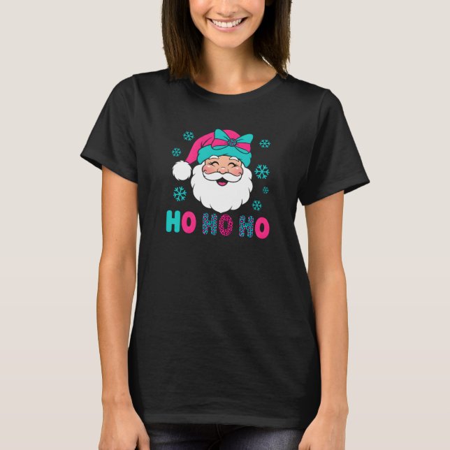 T-SHIRT KAWAII SANTA FACE LEOPARD HO HO (Devant)