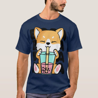 T-shirt Kawaii Shiba Inu Chien Bug Tea Boba Anime Neko Ja