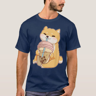 T-shirt Kawaii Shiba Inu With Bubble Tea Anime Japanese Bo