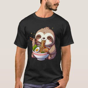 T-shirt Kawaii Sloth Manger Ramen Noodle Anime Japonais