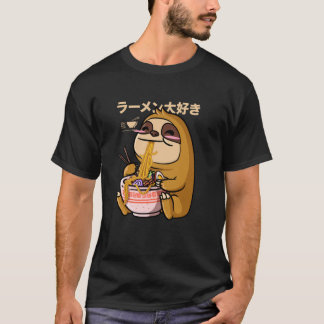 T-shirt Kawaii Sloth Ramen Bowl Anime Otaku Japanese Noodl