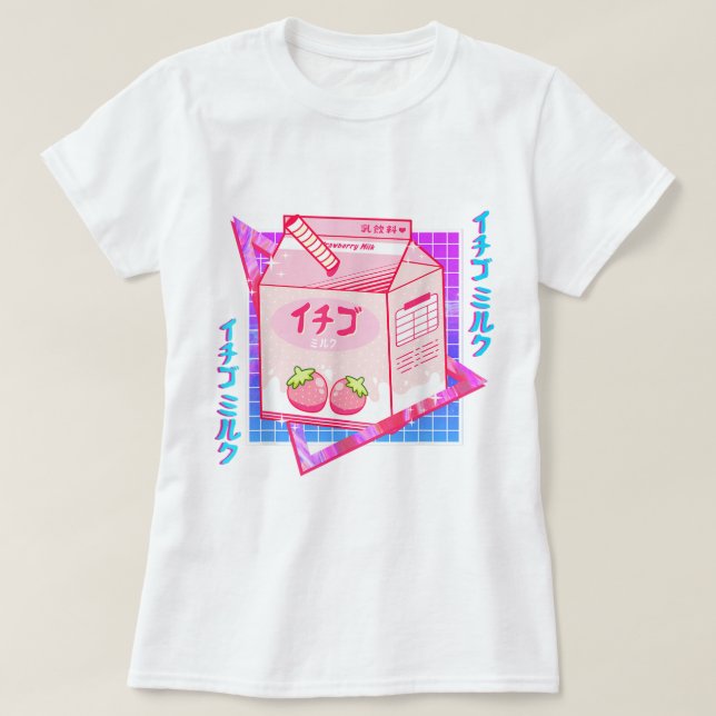 T-shirt Kawaii Strawberry Milk Aesthetic (Design devant)