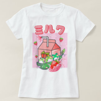 T-shirt Kawaii Strawberry Milk Frog Art