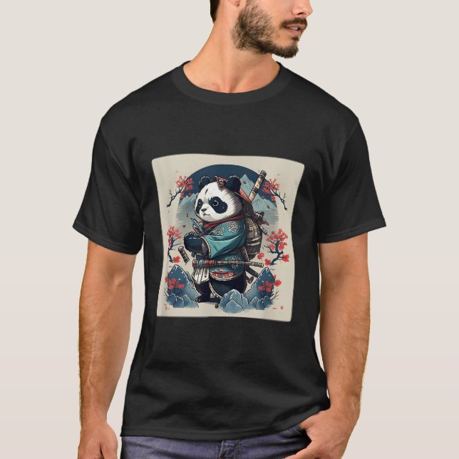T-shirt Kawaii Style japonais Samurai Anime Panda (Devant)