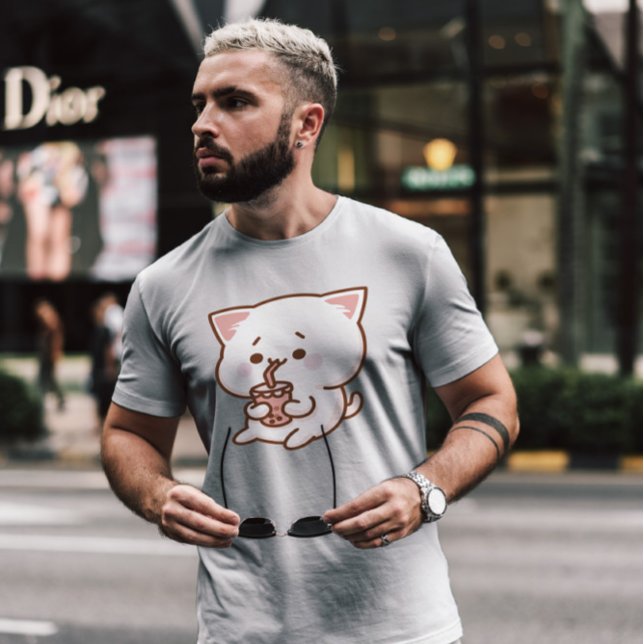 T-shirt Kawaii Thé à bulle de chat (Créateur téléchargé)