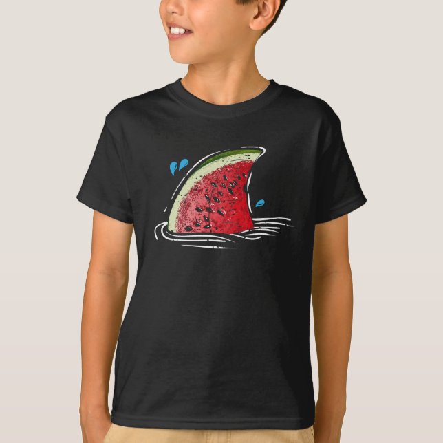 T-shirt Kawaii Watermelon Shark Fin famille vacances d'été (Devant)