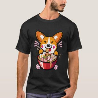 T-shirt Kawaii Welsh Corgi Eating Ra