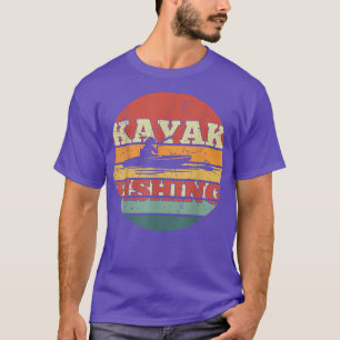 T-shirt Kayak Addict de pêche Retro Sunset Lac Vintage Fis
