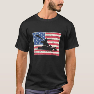 T-shirt Kayak for men gift kayaking american flag patrioti