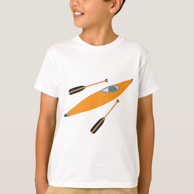 T-shirt Kayak orange avec des aviron (Devant)