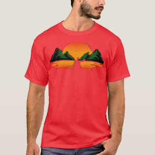 T-shirt Kayak Rétro Vaporwave Couche de soleil Canoë Kayak