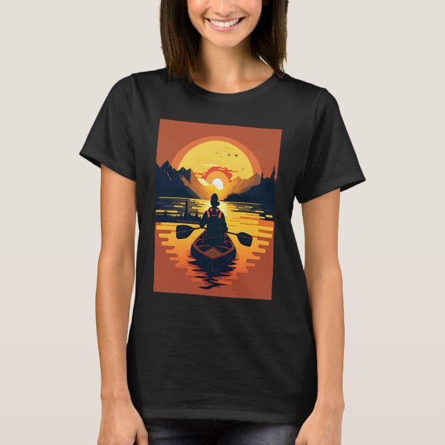 T-shirt Kayaking River Camper River Boating In Sunset (Devant)