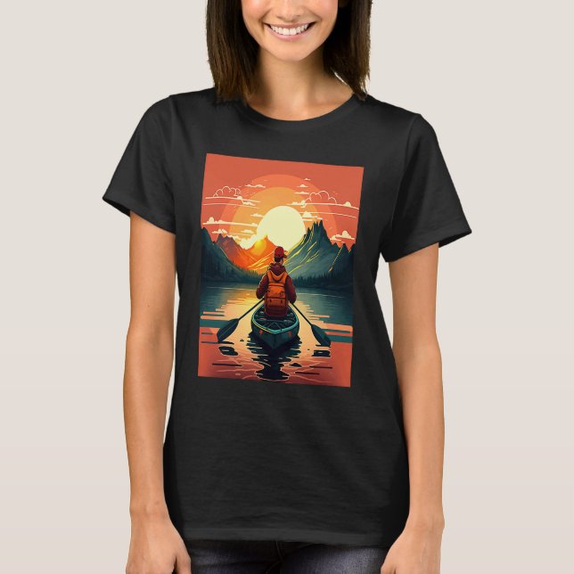 T-shirt Kayaking River Camper River Boating In Sunset  2 (Devant)