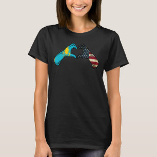 T-shirt Kazakhstan American USA Drapeau - USA Kazakh Heart
