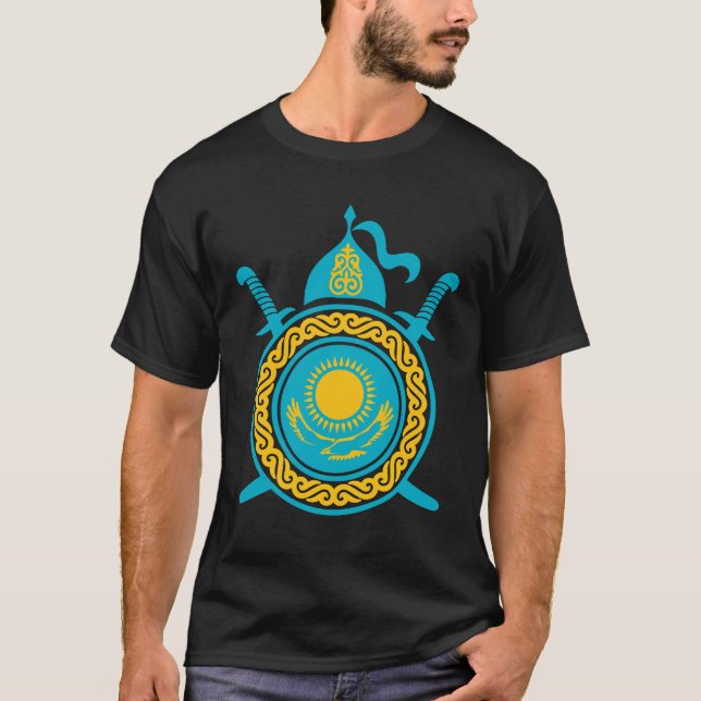 T-shirt Kazakhstan, Drapeau du Kazakhstan, Drapeau du Kaza (Devant)