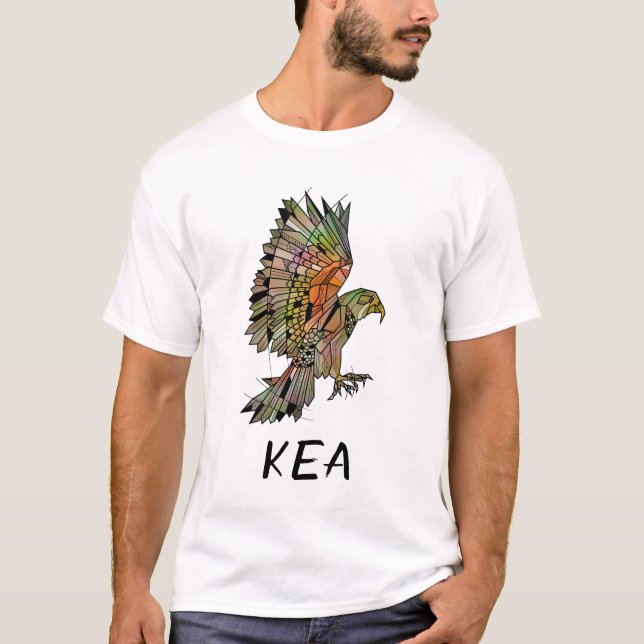 T-shirt Kea New Zealand Bird Géométrique (Devant)