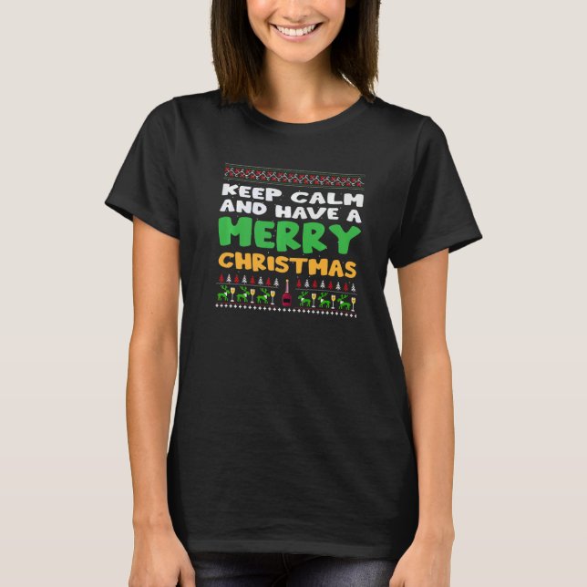 T-shirt Keep Calm and Have a Merry Christmas Santa PJ Cost (Devant)