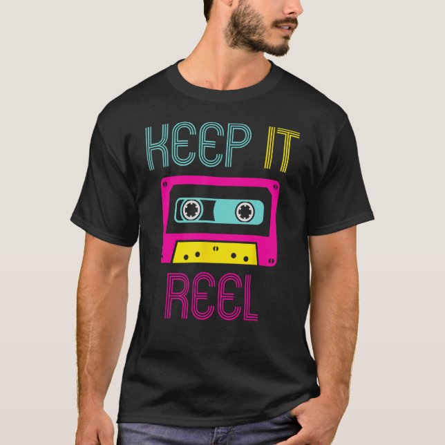T-shirt Keep It Reel Audio Cassette Retro Music Format (Devant)