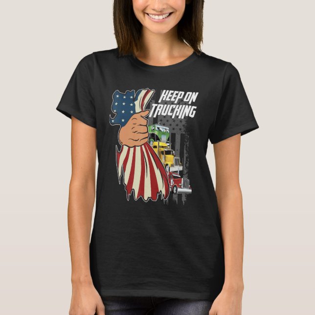 T-shirt Keep On Trucking Flag Us (Devant)