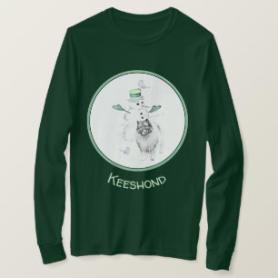 T-shirt Keeshond Noël Snowman Peinture Chien Art