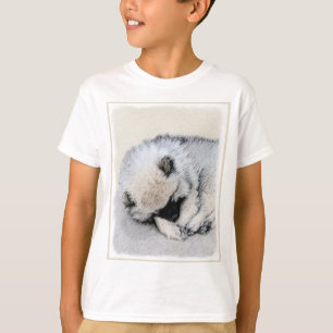 T-shirt Keeshond Sleeping Puppy Peinture Chien Art origina