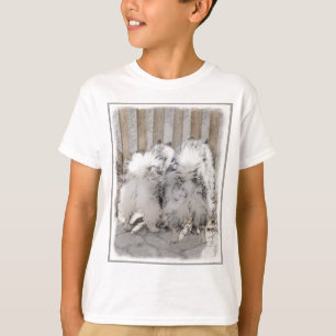 T-shirt Keeshonds at the Gate Painting - Original Dog Art