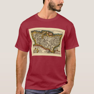 T-shirt Kent County England Antique John Speed Atlas Carte
