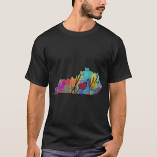 T-shirt Kentucky KY Love A Colorful Watercolor State Map S