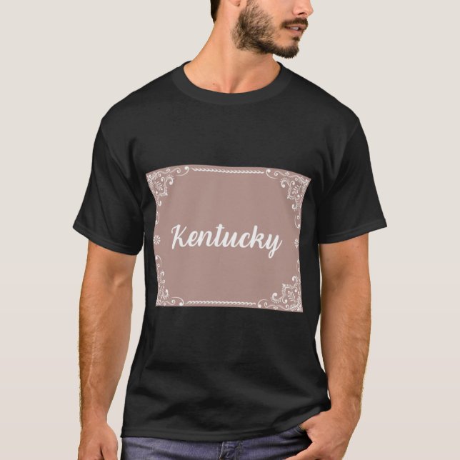 T-shirt Kentucky Monogram Boho Style Pastel Pink (Devant)