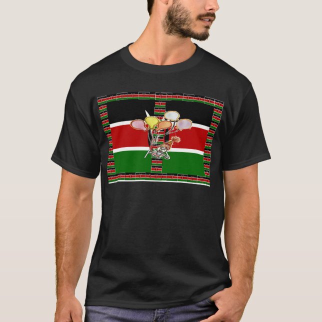 T-shirt Kenya noir rouge vert drapeau national couleur Ann (Devant)