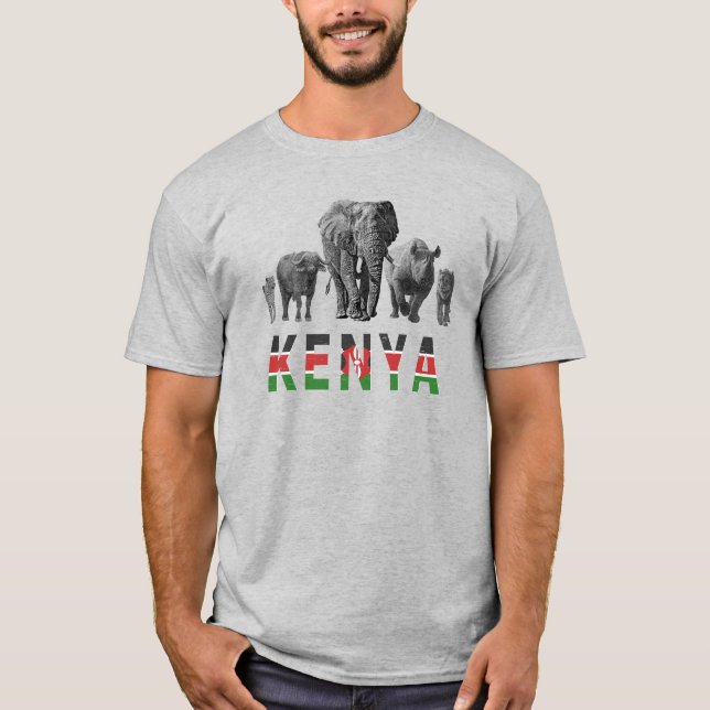 T-shirt Kenya Pride Big 5 Wildlife pour les fans kenyans (Devant)