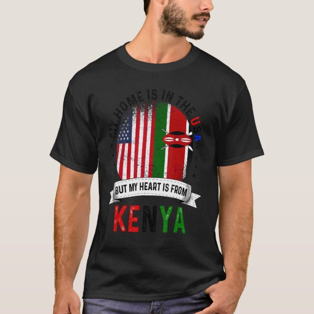T-shirt Kenyan American Patriot Heart Est Du Drapeau Du Ke (Devant)
