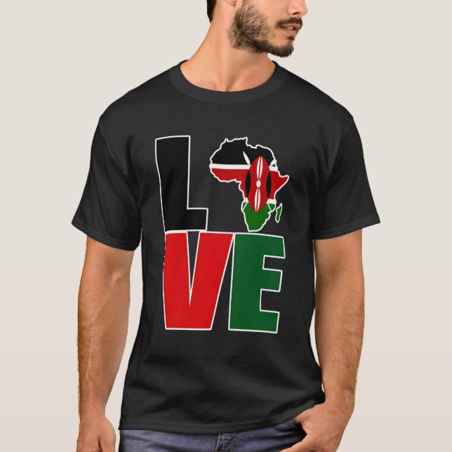 T-shirt Kenyan Pride I Love Kenya Drapeau Carte Afrique T- (Devant)