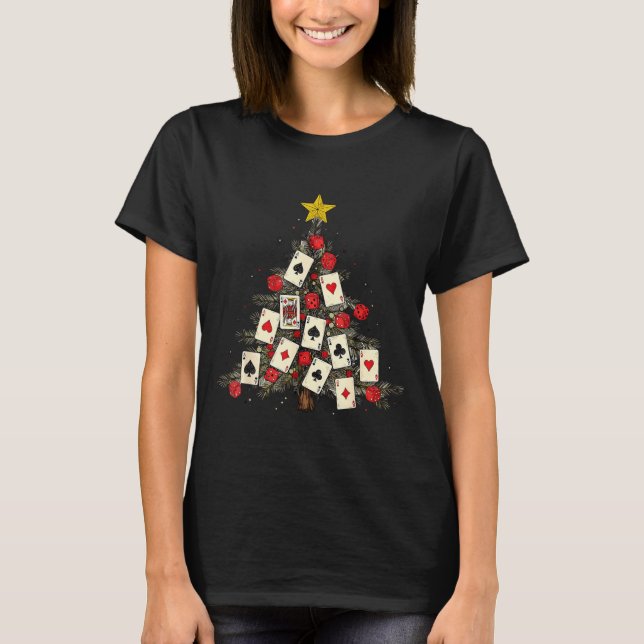 T-shirt Ker Cards Christmas Tree Gambling Funny Xmas Men  (Devant)